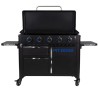 Plancha à Gaz 5 Brûleurs Plaque Ceramique 90 x 46 cm Amovible 14650W Chariot et Housse de protection Pit Boss