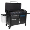 Plancha à Gaz 5 Brûleurs Plaque Ceramique 90 x 46 cm Amovible 14650W Chariot et Housse de protection Pit Boss