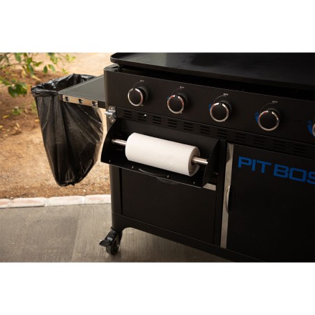 Plancha à Gaz 5 Brûleurs Plaque Ceramique 90 x 46 cm Amovible 14650W Chariot et Housse de protection Pit Boss