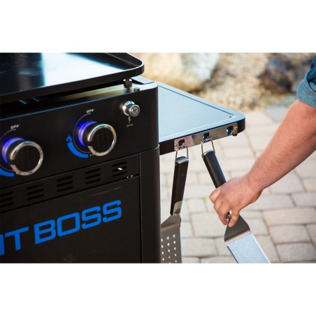 Plancha à Gaz 5 Brûleurs Plaque Ceramique 90 x 46 cm Amovible 14650W Chariot et Housse de protection Pit Boss