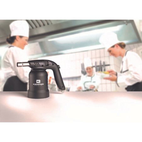 Lampe à souder à gaz Professionnelle Utilisation 360° Chalumeau Gaz Allumage piezo 4 Cartouches gaz Perçables KEMPER