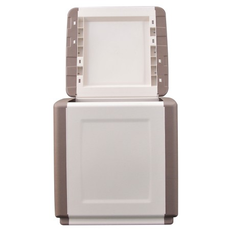 Coffre de rangement 130L Beige/Taupe 54 x 53 x H57cm Poignées Box avec couvercle SATURNIA