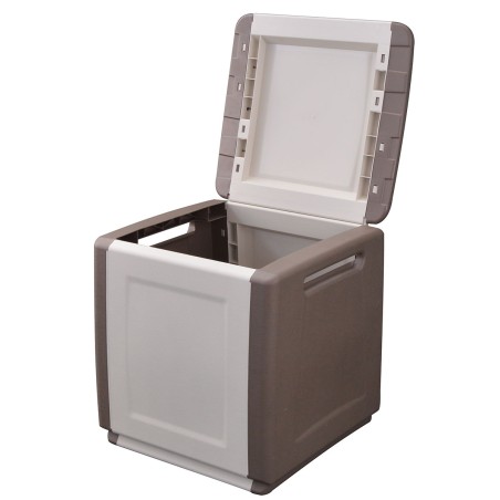 Coffre de rangement 130L Beige/Taupe 54 x 53 x H57cm Poignées Box avec couvercle SATURNIA