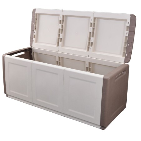 Coffre de rangement 330L Beige/Taupe 138 x 53 x H57cm Poignées de transport polypropylène SATURNIA