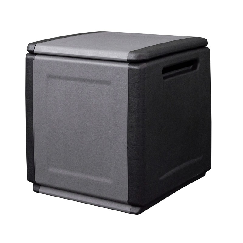 Coffre de rangement 130L Gris/Noir 54 x 53 x H57cm Poignées de transport polypropylène SATURNIA
