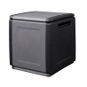 Coffre de rangement 130L Gris/Noir 54 x 53 x H57cm Poignées de transport polypropylène SATURNIA
