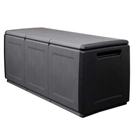 Coffre de rangement 330L Gris/Noir 138 x 53 x H57cm Poignées de transport polypropylène SATURNIA