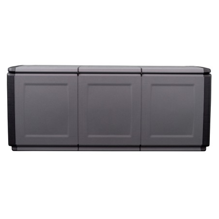 Coffre de rangement 330L Gris/Noir 138 x 53 x H57cm Poignées de transport polypropylène SATURNIA