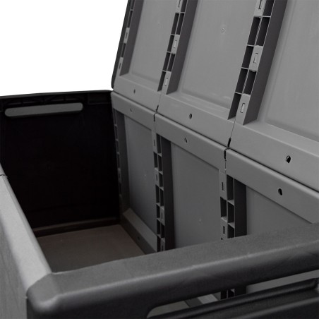 Coffre de rangement 330L Gris/Noir 138 x 53 x H57cm Poignées de transport polypropylène SATURNIA