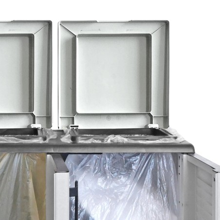 Poubelles de tri Selectif 3 Sacs Armoire Recyclage Gris Clair 102 x 37 x 90 cm Poubelle de tri 3 Portes 4 pieds ART PLAST