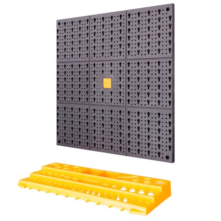 Panneau porte Outils 50 x 100 x 1.7cm Kit modulable 2 panneaux perforés 1 étagère porte-outils + 50 crochets Assortis