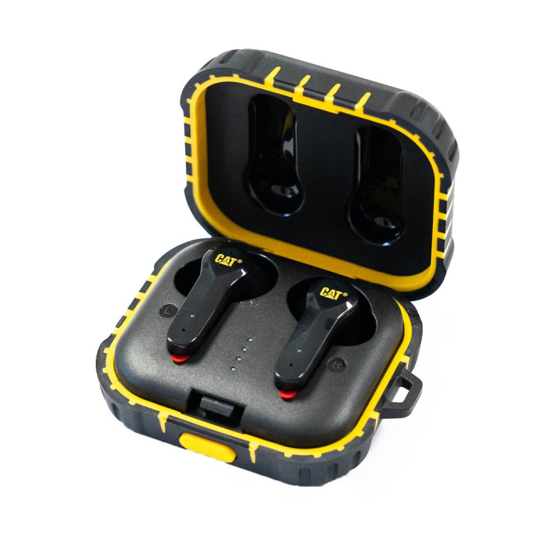 Ecouteurs Bluetooth sans fil noir Réduction de bruit Portée 10m autonomie 4-5h IP55 IOS Android CAT