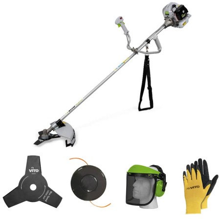 Débroussailleuse thermique 43Cm3 + Casque de sécurité anti-bruit + Gants de protection VITO