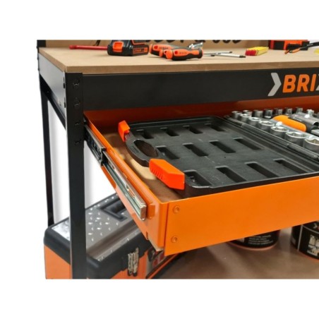 Etabli d'Atelier Garage Charge max 230 kg Plan de Travail Bois Tiroir Panneau perforé Étagère L120 xP60 x H150 cm