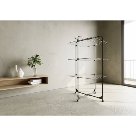 Étendoir à linge Intérieur 3 étages Séchoir à linge Pliable sur roulettes Tancarville Noir 93 x 71 x 131 cm VILEDA
