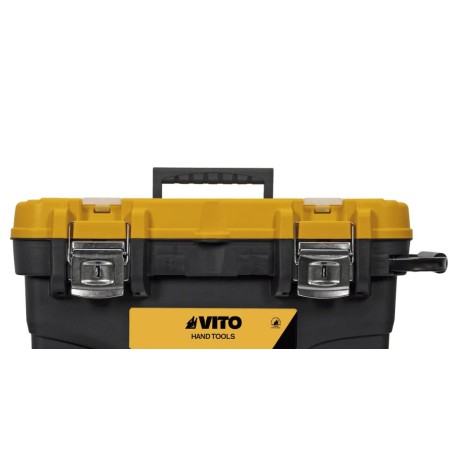 Boite à outils sur roues 595 x 380 x 420 mm Coffre de chantier Poignée télescopique Coffre à outils Servante VITO