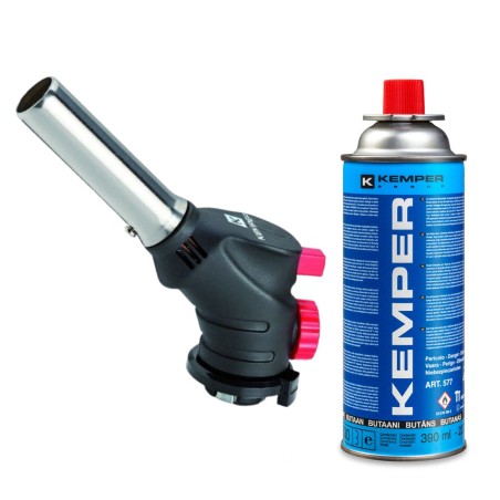 Chalumeau à gaz Multi-usages Soudure Brasage Cuisine + Cartouche de gaz butane 227gr KEMPER