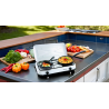 Réchaud gaz portable 2 feux 2600W Blanc laqué Couvercle Plaque de cuisson KEMPER
