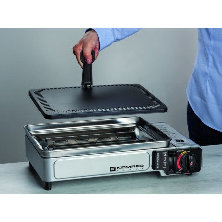 Plancha gaz portable 2300w plaque anti adhésive + valise de transport KEMPER