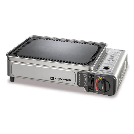 Plancha gaz portable 2300w plaque anti adhésive + valise de transport KEMPER