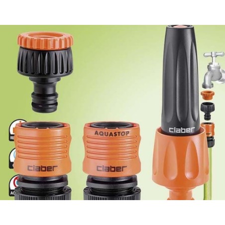 Kit arrosage 4 Pièces Raccord rapide 15mm1/2" Système d'arrosage CLABER