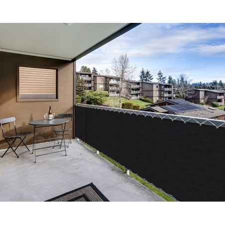 Bâche brise vue 1,5x10 m Noire Tissée Traitée anti UV Pare vue occultant Terrasses Blacons et Jardin