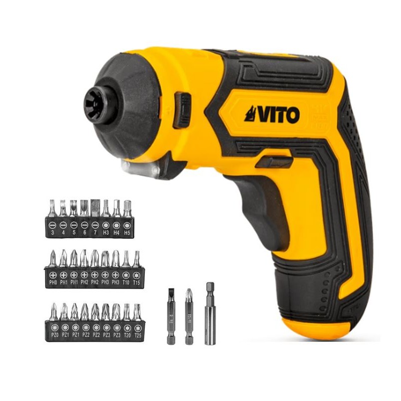 Mini Visseuse 4V Outil Multifonctions Articulé Batterie Lithium 1.5 Ah Rechargeable 40 accessoires VITO