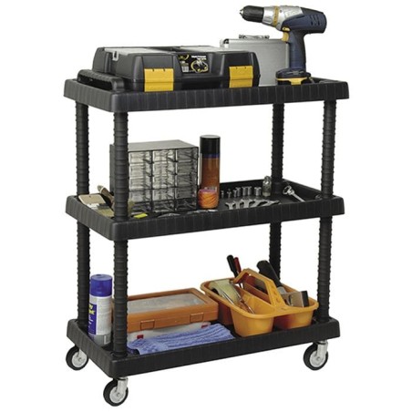 Chariot de Rangement 3 Étagères Porte-Outils - Desserte mobile Charge max 120 kg Art Plast