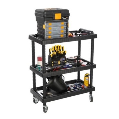 Chariot de Rangement 3 Étagères Porte-Outils - Desserte mobile Charge max 120 kg Art Plast