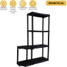 Étagère de Rangement 4 niveaux + Porte-Balai Noir Polypropylène Résistant Garage Buanderie Art Plast