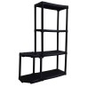 Étagère de Rangement 4 niveaux + Porte-Balai Noir Polypropylène Résistant Garage Buanderie Art Plast
