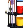 Étagère de Rangement 4 niveaux + Porte-Balai Noir Polypropylène Résistant Garage Buanderie Art Plast