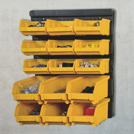 Panneau Porte Outils Mural - 15 Bacs à Becs Amovibles - Rangement et Stockage Outils et Quincaillerie - Art Plast