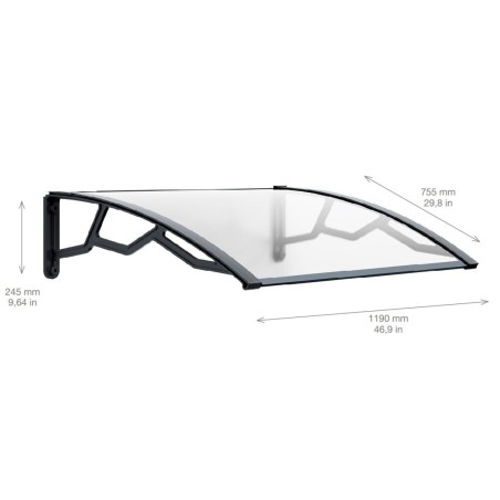 Auvent de Porte d'Entrée et fenêtre 80 x 100 cm - Polycarbonate Anti UV Marquise Extérieure Bras Polypropylène Art Plast