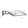 Auvent de Porte d'Entrée et fenêtre 80 x 100 cm - Polycarbonate Anti UV Marquise Extérieure Bras Polypropylène Art Plast