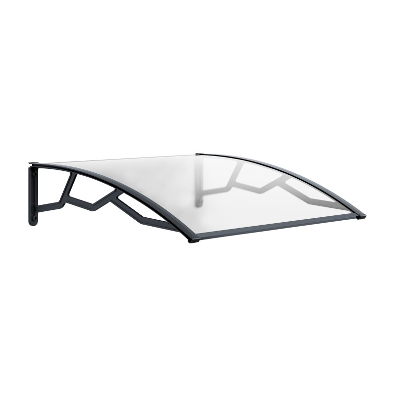 Auvent de Porte d'Entrée et fenêtre 100 x 120 cm - Polycarbonate Anti UV Marquise Extérieure Bras Polypropylène Art Plast