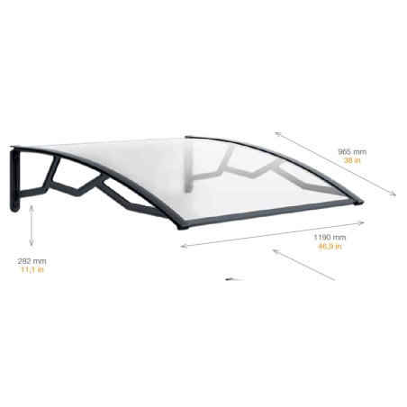 Auvent de Porte d'Entrée et fenêtre 100 x 120 cm - Polycarbonate Anti UV Marquise Extérieure Bras Polypropylène Art Plast