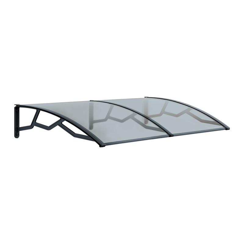 Auvent de Porte d'Entrée et fenêtre 100 x 145 cm - Polycarbonate Anti UV Marquise d'entrée Bras Polypropylène Art Plast
