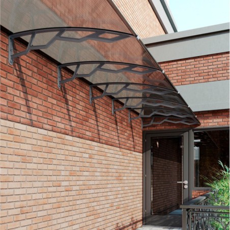 Auvent de Porte d'Entrée et fenêtre 100 x 145 cm - Polycarbonate Anti UV Marquise d'entrée Bras Polypropylène Art Plast