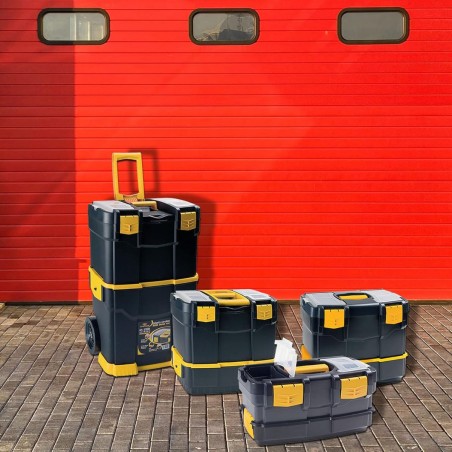 Servante à Outils Mobile - 2 Compartiments Modulables Boite à Outils 2 Roues Charge 70 kg Trolley