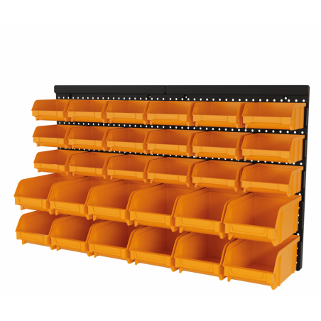 Panneau Porte Outils Mural - 30 Bacs à Becs Amovibles - Rangement et Stockage Outils et Quincaillerie - INTEC