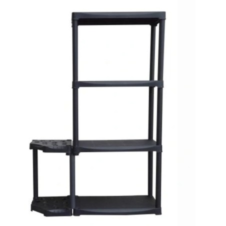 Étagère de Rangement 4 niveaux Noire modulable Polypropylène Résistant Garage Buanderie INTEC