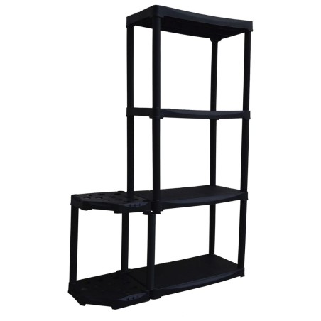 Étagère de Rangement 4 niveaux Noire modulable Polypropylène Résistant Garage Buanderie INTEC