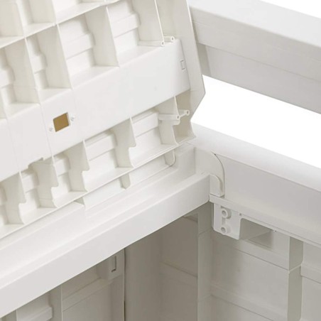 Coffre de Jardin en résine 270 Litres BLANC Effet bois 132 x 58 x H89 cm Protection Anti UV TOOMAX