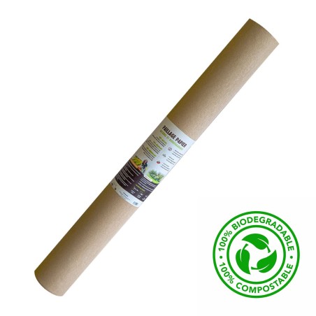 Toile de paillage Papier Kraft 0.6 x 100m Autodégradable Paillage pour Jardin Anti mauvaises herbes 100% Cellulose