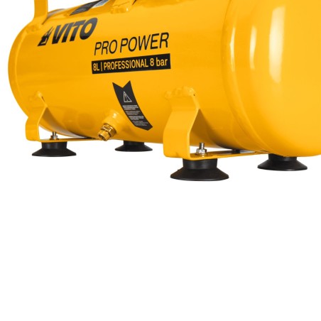 Compresseur d’Air Silencieux 8L Sans Huile 8 bar 1,5 CV / 1,1 kW Gonfleur Electrique Portatif Voiture VITO