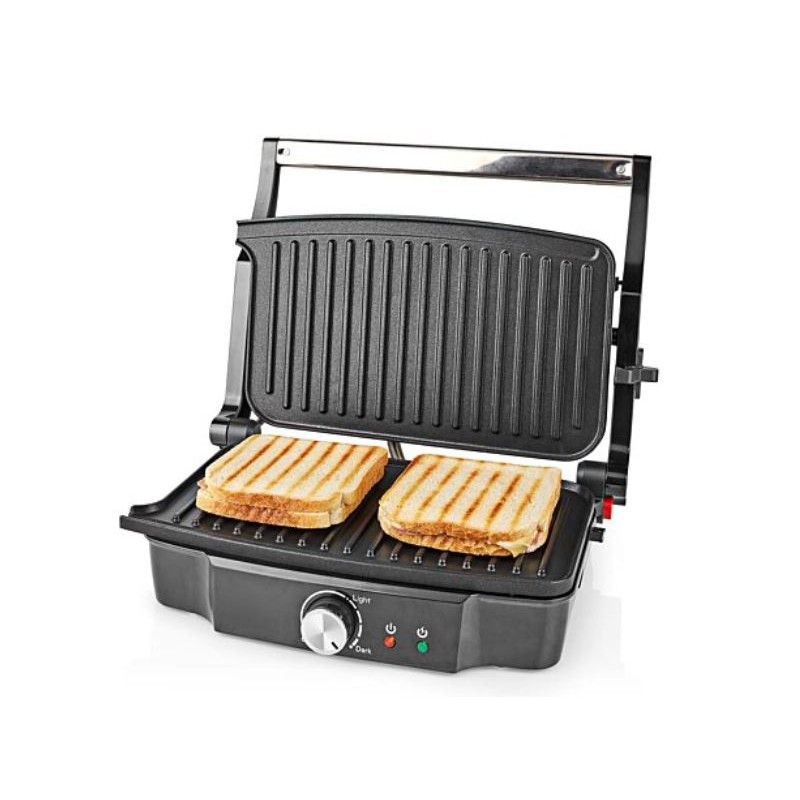 Grill de contact 1500W Sandwiches Pannini Grillades Plaque Anti-adhésive Poignée froide NEDIS