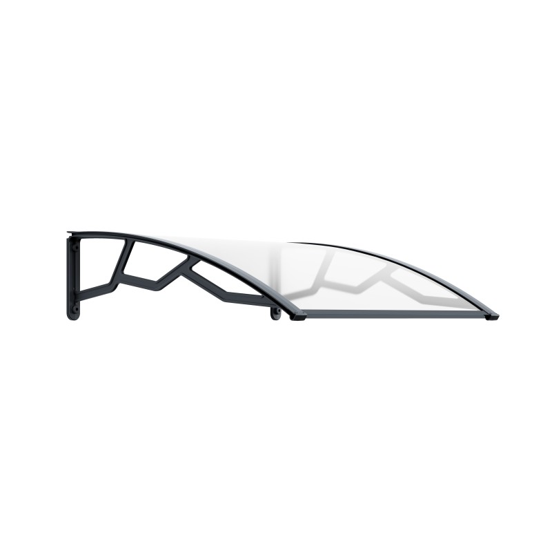 Auvent de Porte d'Entrée et fenêtre 100 x 100 cm - Polycarbonate Anti UV Marquise Extérieure Bras Polypropylène INTEC