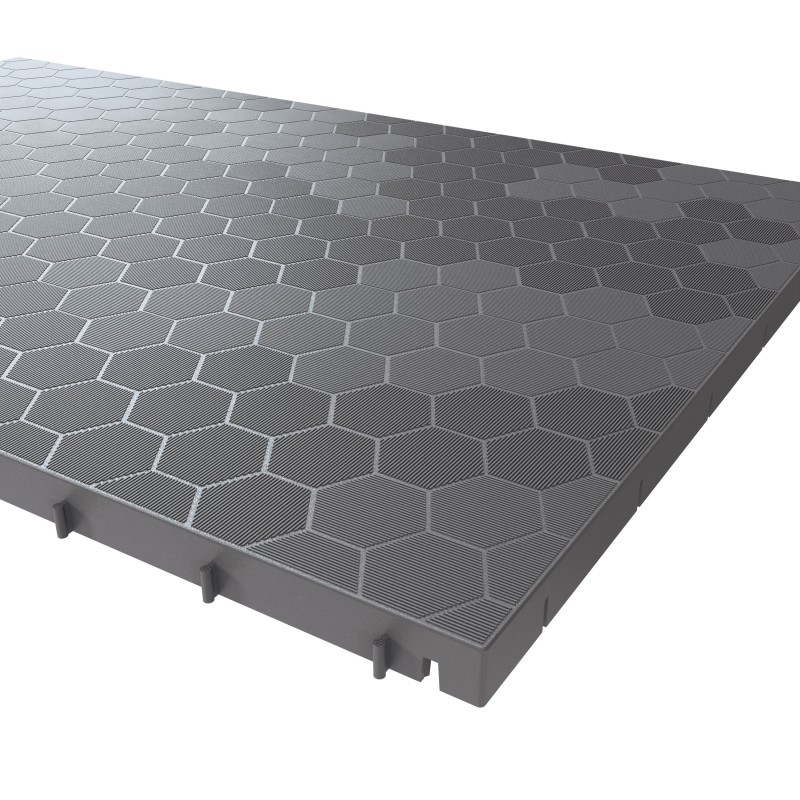 Dalle de sol Clipsable Grise 116 x 76 x 3 cm Rectangulaire Polypropylène Revêtement de Sol Modulable Intérieur / Extérieur INTEC