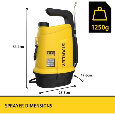 Pulvérisateur Électrique 5L, Batterie Lithium 3,7 V / 2,6 Ah Pulvérisateur Jardin Végétaux + Lance Télescopique STANLEY